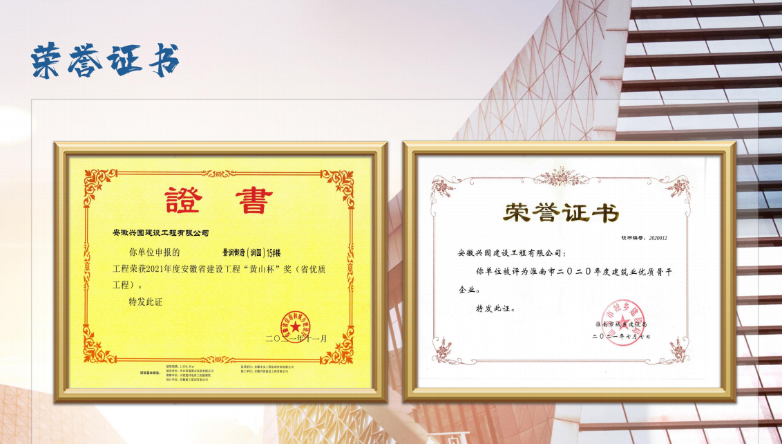 淮南市優(yōu)質(zhì)骨干建筑企業(yè)